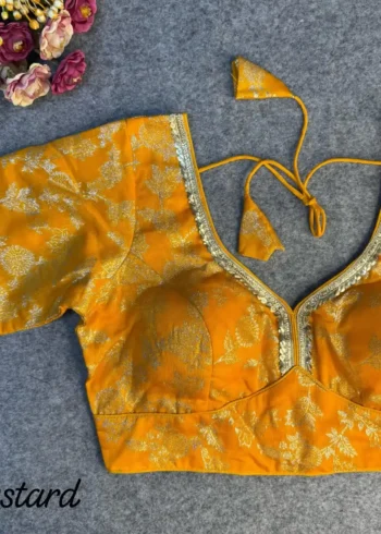 Pure Dola Silk Partywear Blouse With Beautiful Lace Pattern