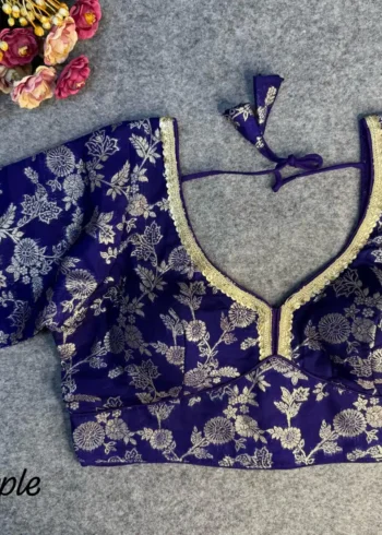 Pure Dola Silk Partywear Blouse With Beautiful Lace Pattern