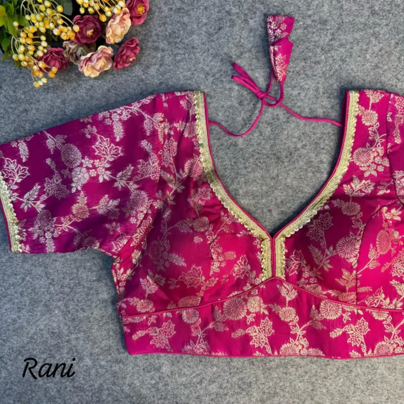 Pure Dola Silk Partywear Blouse With Beautiful Lace Pattern