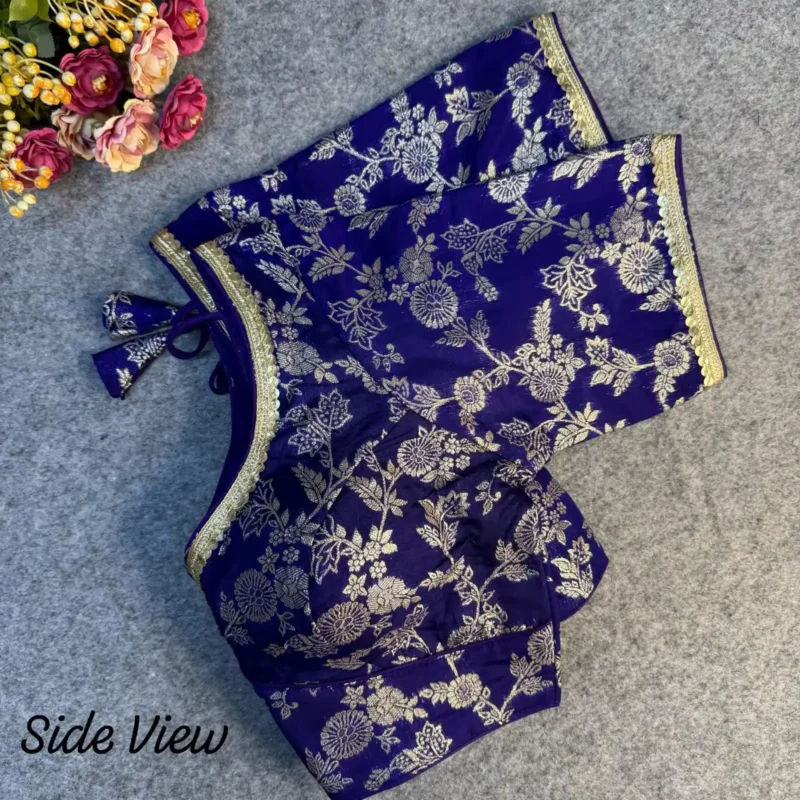 Pure Dola Silk Partywear Blouse With Beautiful Lace Pattern