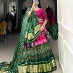 Pink Color Pure Gaji Silk Bandhej Digital Print Chaniya Choli