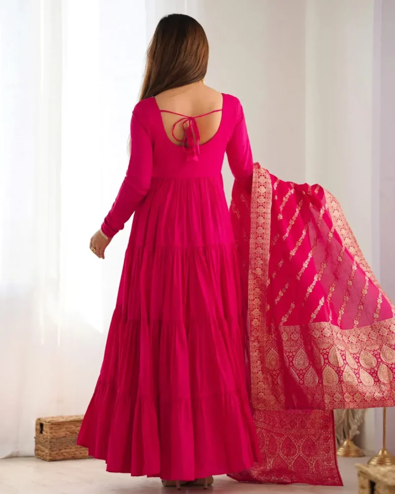 Pure Romansilk Chanderi Designer Plain Anarkali Gown