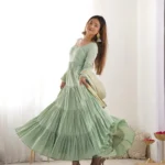 Pure Romansilk Chanderi Designer Plain Anarkali Gown