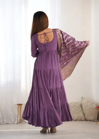 Pure Romansilk Chanderi Designer Plain Anarkali Gown
