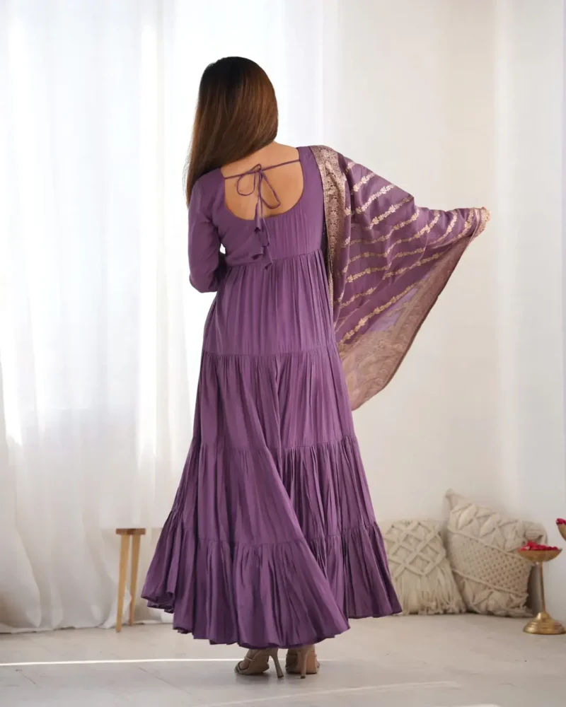 Pure Romansilk Chanderi Designer Plain Anarkali Gown
