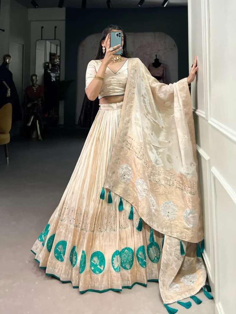 Pure Shimmer Mirror and Beads Moti Hand Work Lehenga Choli