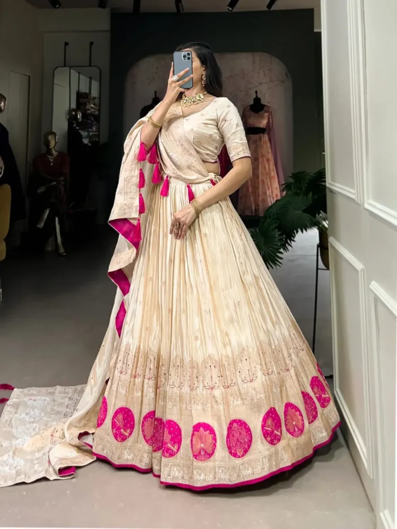 Pure Shimmer Mirror and Beads Moti Hand Work Lehenga Choli