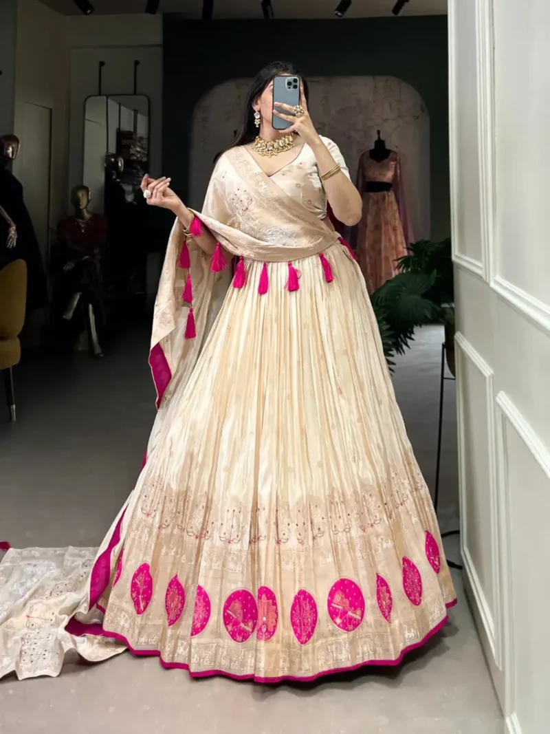 Pure Shimmer Mirror and Beads Moti Hand Work Lehenga Choli