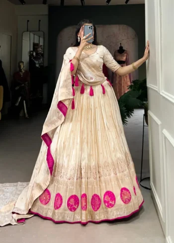 Pure Shimmer Mirror and Beads Moti Hand Work Lehenga Choli