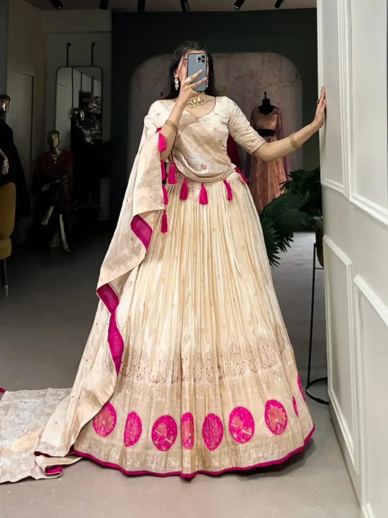 Pure Shimmer Mirror and Beads Moti Hand Work Lehenga Choli