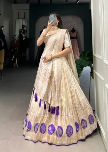 Pure Shimmer Mirror and Beads Moti Hand Work Lehenga Choli