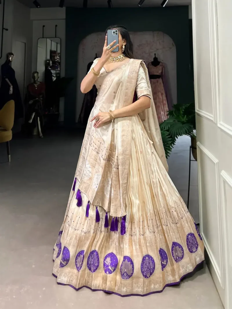 Pure Shimmer Mirror and Beads Moti Hand Work Lehenga Choli