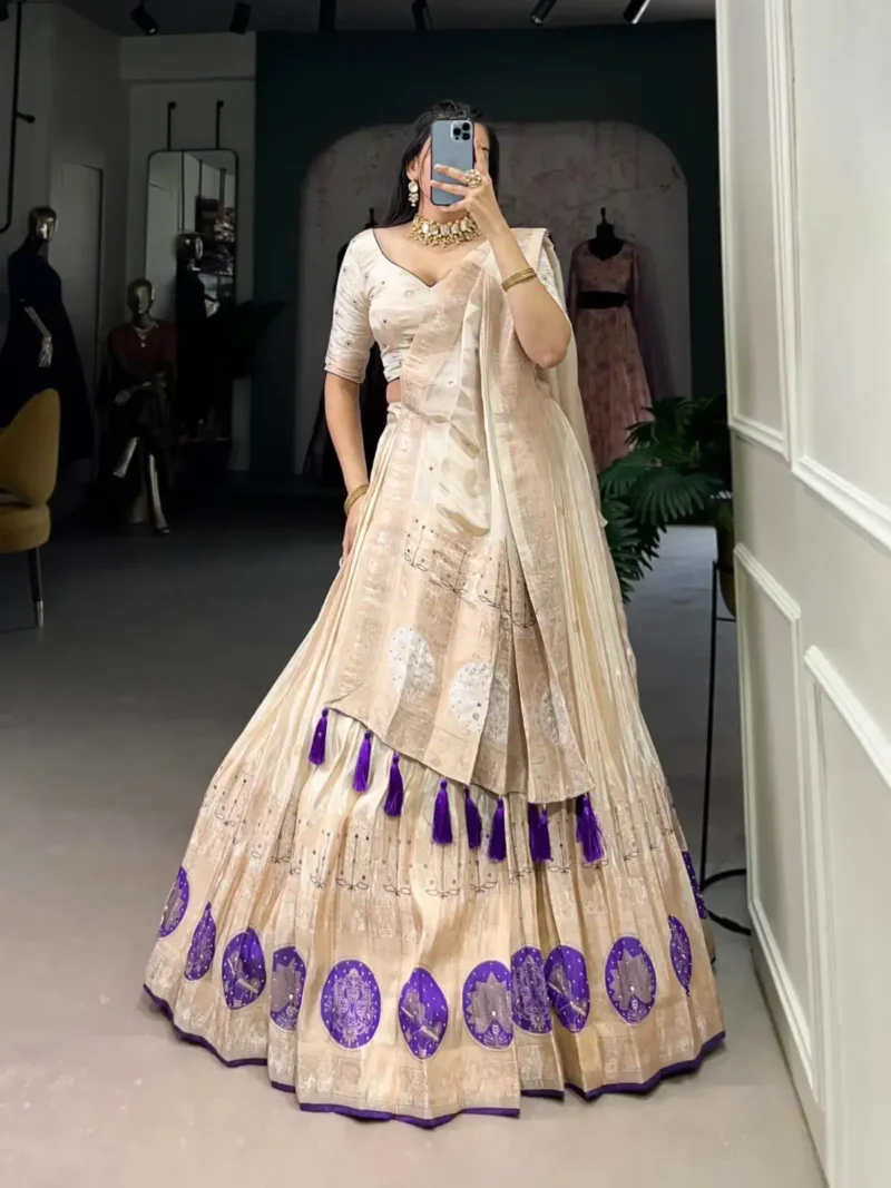 Pure Shimmer Mirror and Beads Moti Hand Work Lehenga Choli