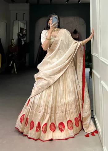 Pure Shimmer Mirror and Beads Moti Hand Work Lehenga Choli