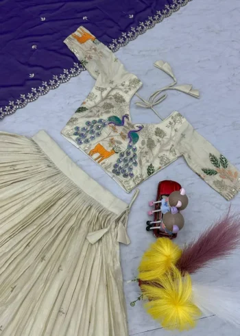 Pure Tissue Silk Heavy Thread Peacock Work Wedding Wear Lehenga Choli