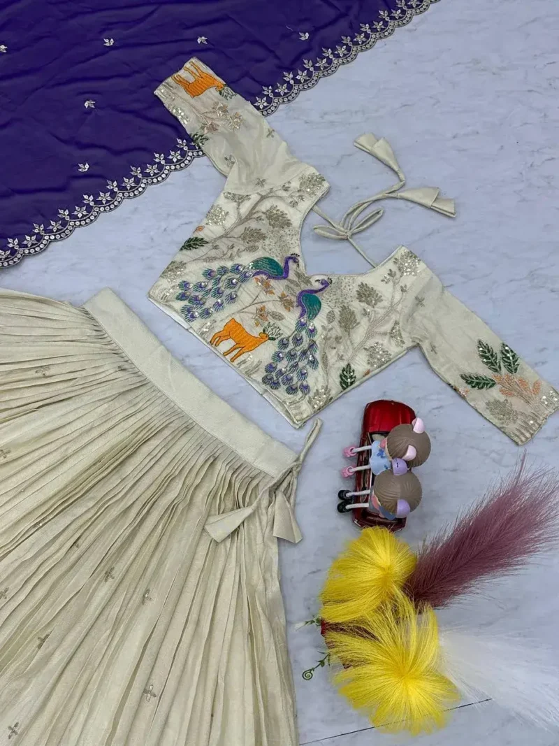 Pure Tissue Silk Heavy Thread Peacock Work Wedding Wear Lehenga Choli