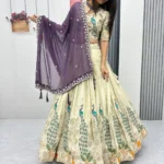 Pure Tissue Silk Heavy Thread Peacock Work Wedding Wear Lehenga Choli