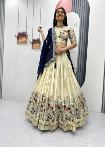 Pure Tissue Silk Heavy Thread Sequence Work Wedding Wear Lehenga Choli
