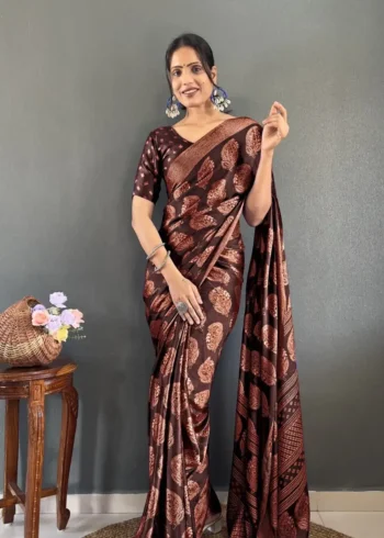 Ready to Wear Premium Soft Moss Silk Printed Saree