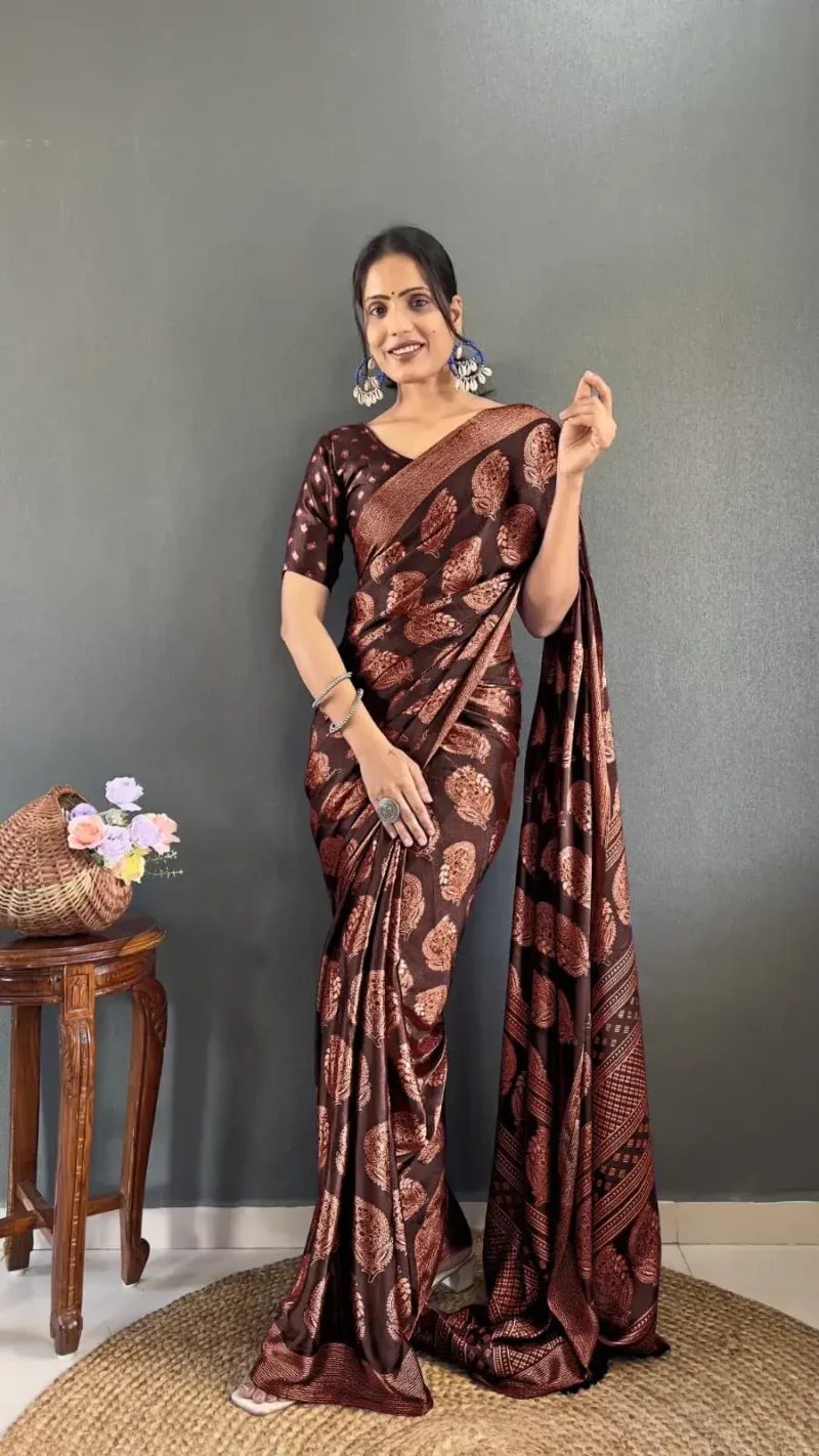 Ready to Wear Premium Soft Moss Silk Printed Saree