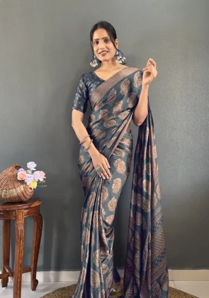 Ready to Wear Premium Soft Moss Silk Printed Saree