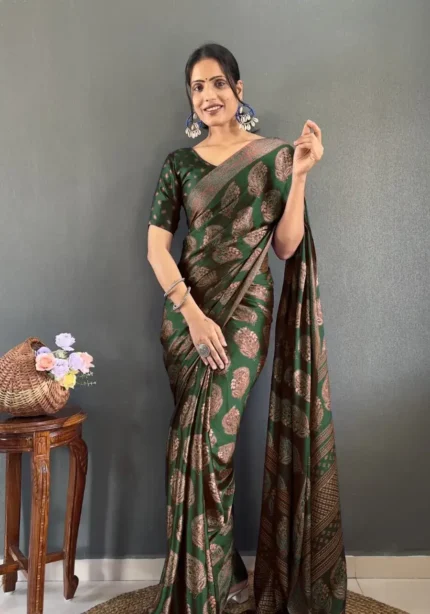 Ready to Wear Premium Soft Moss Silk Printed Saree