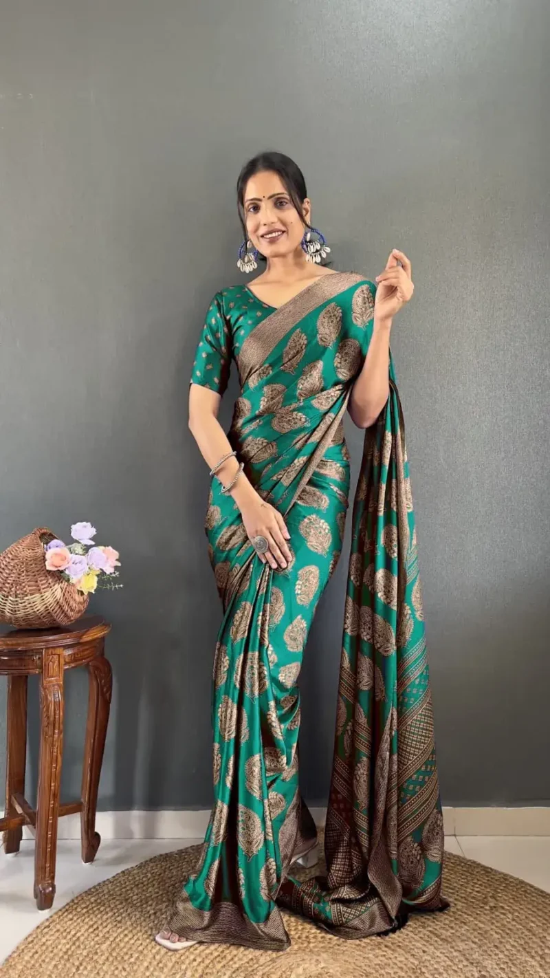Ready to Wear Premium Soft Moss Silk Printed Saree