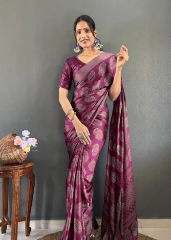 Ready to Wear Premium Soft Moss Silk Printed Saree