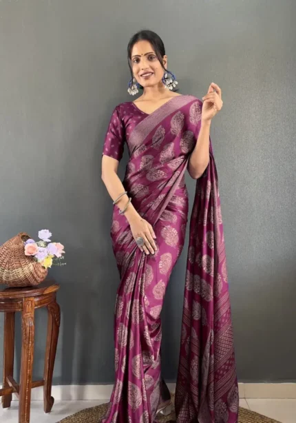 Ready to Wear Premium Soft Moss Silk Printed Saree