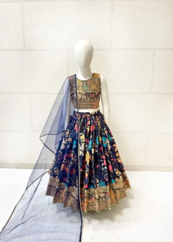 Sequins Embroidered Digital Printed Stitched Lehenga Choli for Kids