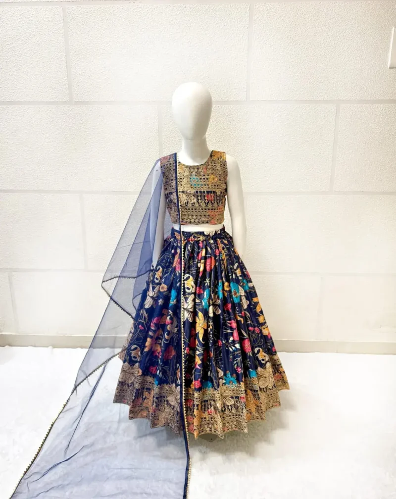 Sequins Embroidered Digital Printed Stitched Lehenga Choli for Kids