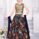 Sequins Embroidered Digital Printed Stitched Lehenga Choli for Kids