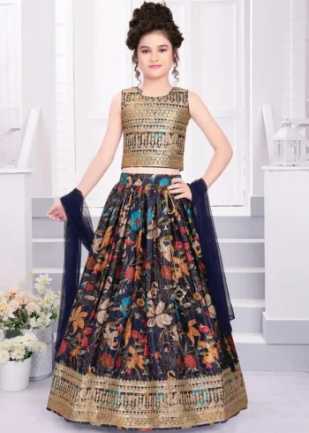 Sequins Embroidered Digital Printed Stitched Lehenga Choli for Kids