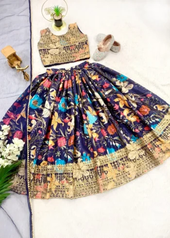 Sequins Embroidered Digital Printed Stitched Lehenga Choli for Kids