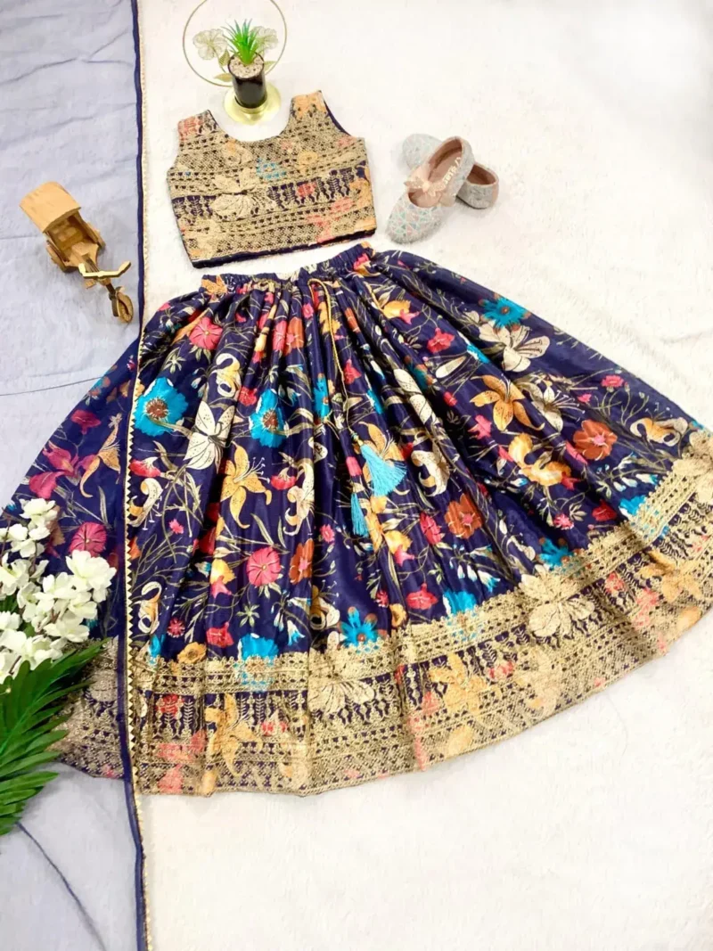 Sequins Embroidered Digital Printed Stitched Lehenga Choli for Kids