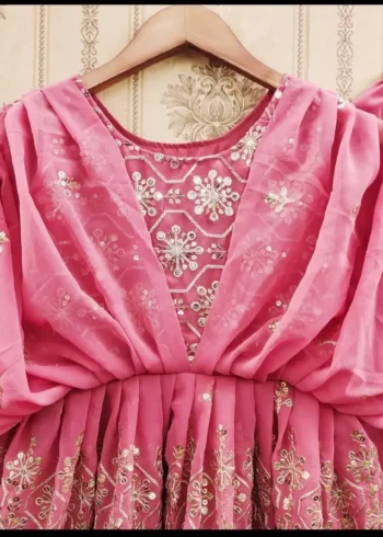 Sequins Embroidered With Cut Work Stitched Designer Partywear Top Palazzo for Kids