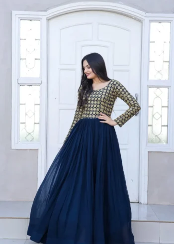 Sequins Multi Zari Embroidered Work Readymade Gown