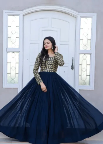 Sequins Multi Zari Embroidered Work Readymade Gown