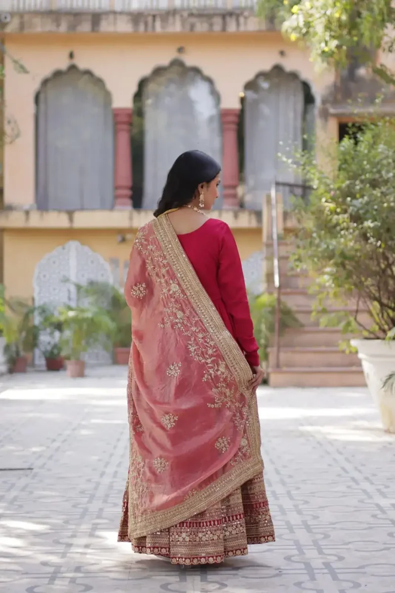 Shimmer Vichitra Rich Sequins Embroidered Work Gown With Dupatta