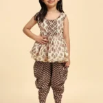 Soft Cotton Designer Kids Girls Dhoti Kurta Set