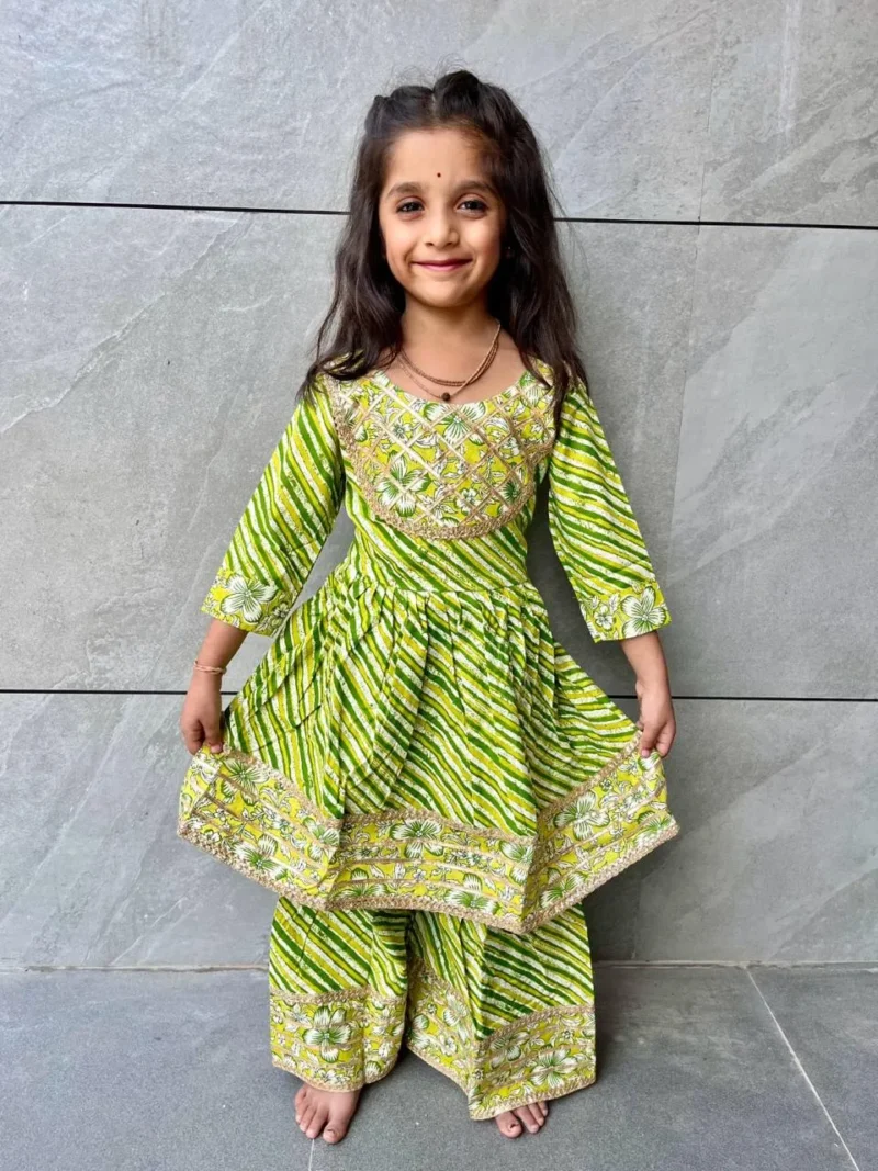 Soft Cotton Kids Girls Daily Wear Sharara Dress