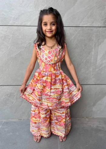 Soft Cotton Kids Girls Daily Wear Sharara Dress