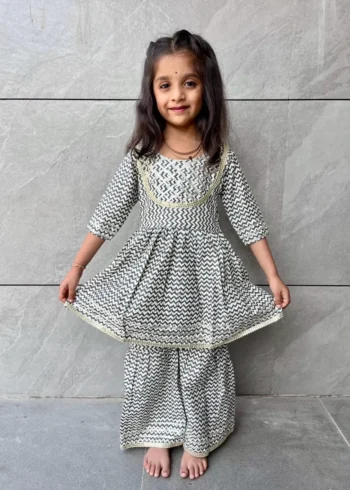 Soft Cotton Kids Girls Daily Wear Sharara Dress
