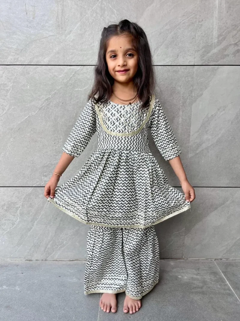 Soft Cotton Kids Girls Daily Wear Sharara Dress