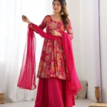 Soft Roman Silk Chanderi Printed Kediya Kurta With Palazzo