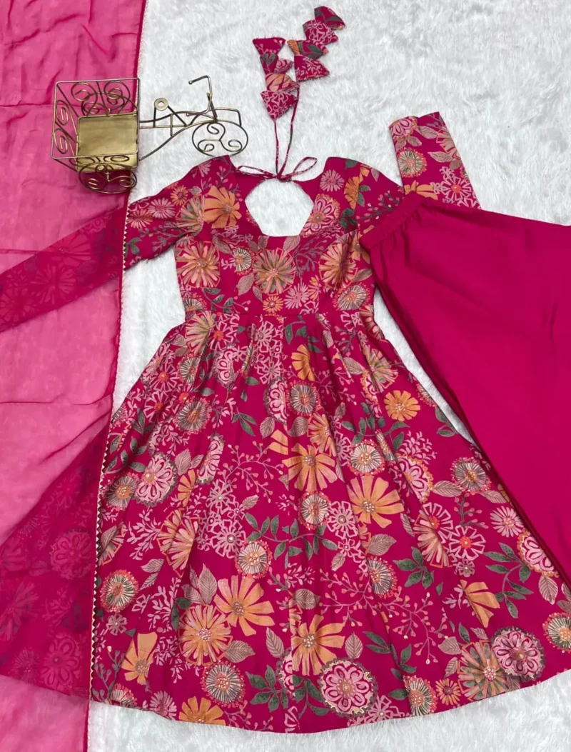Soft Roman Silk Chanderi Printed Kediya Kurta With Palazzo
