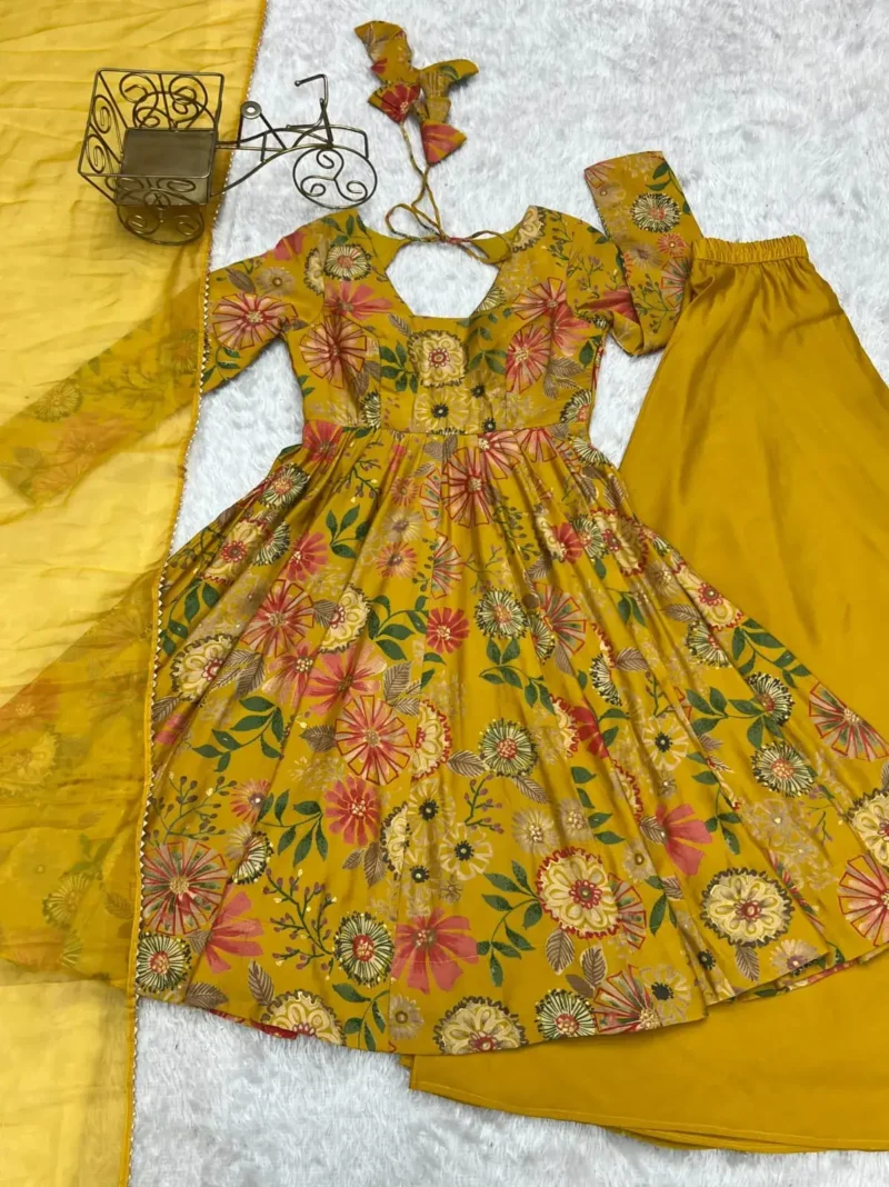 Soft Roman Silk Chanderi Printed Kediya Kurta With Palazzo