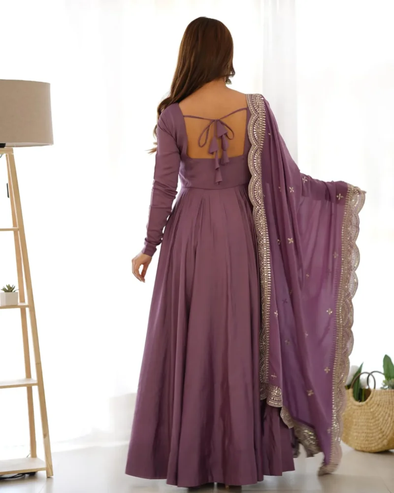 Pure Roman Silk Fully Flair Kali Pattern Anarkali Plain Gown