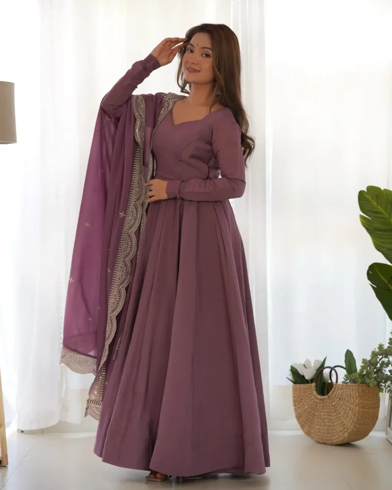 Pure Roman Silk Fully Flair Kali Pattern Anarkali Plain Gown
