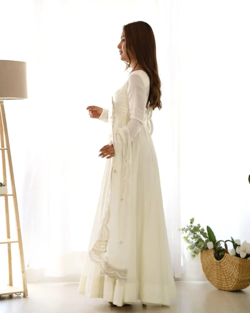 Pure Roman Silk Fully Flair Kali Pattern Anarkali Plain Gown